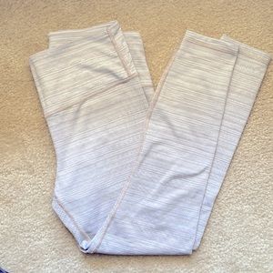 Athleta Cream + White Striped Leggings (Size Medium)